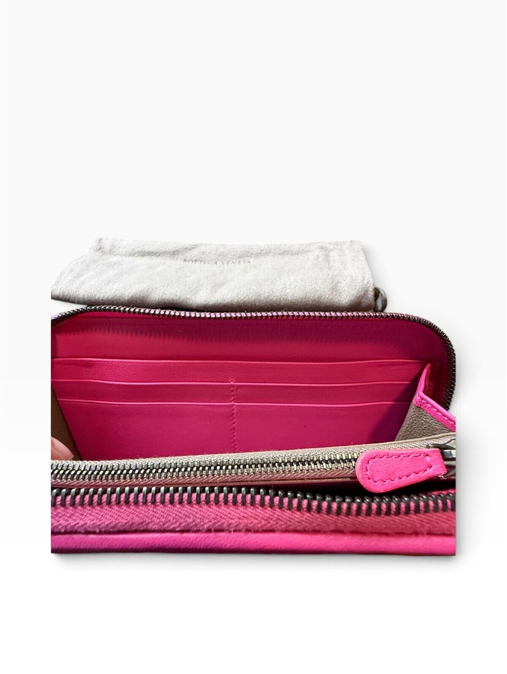 Bottega Veneta Intrecciato Fuchsia Pink Leather Zip Around Wallet Box Dust Bag - Picture 10 of 12